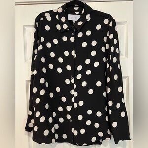 Black and white polka dot button down by Pearl by La Rose.  New w/ tags